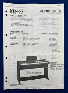 Original Roland Digital Keyboard Service Notes - Manual / KR-33 - Picture 1 of 1