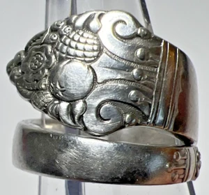 Anillo de cuchara plateado ajustable de colección tamaño 7-9 plato comunitario ~ hecho en 🇺🇸 - Imagen 1 de 10