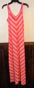"JOE BOXER " WOMANS XS CHEVRON MAXI NIGHTGOWN - ORANGE/PINK STRIPE NWT - Picture 1 of 2