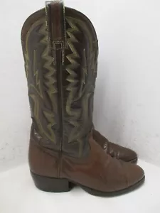 Botas vaqueras vaqueras de cuero marrón de dos tonos para hombre talla 7 E - Imagen 1 de 13