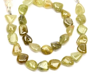Natural Green Grossural Garnet Beads 8 Inch Strand 10x19-12x15 MM Nugget Beads - Image 1 of 4