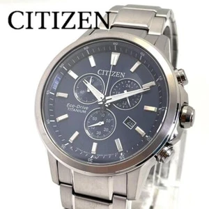 Citizen Eco-Drive AT2340-56L Titanio Data Zaffiro Nero SLV Quarzo Uomo Orologio - Foto 1 di 10