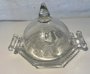 Vintage Jeanette Double Pear Clear Glass Butter Dish, excellent condition - Picture 1 of 6