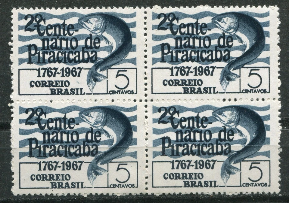 BRAZIL 1967, FISH, PIRACICABA CITY BICENTENNIAL, Scott 1054 BLOCK OF 4, MNH - Image 1 of 1
