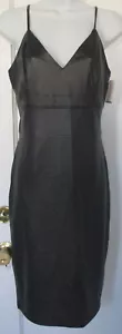 Faux Leather Black Dress Slit Spaghetti String Straps Women's Sz L NWT Shinestar - Picture 1 of 13