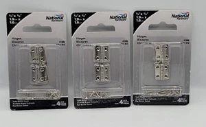 Paquete de 3 Bisagra Nacional Miniatura Estrecha 3/4"" x 5/8"" Níquel Satinado NUEVO - Imagen 1 de 6