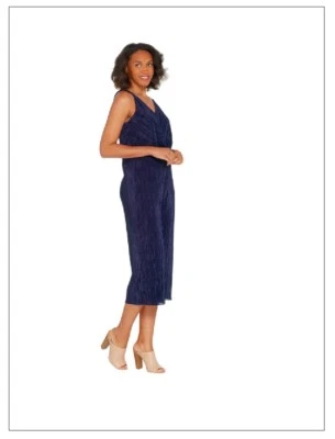 New Lisa Rinna Collection S Twist Front Sleeveless Jumpsuit Navy QVC 4190-Q - Image 1 of 4
