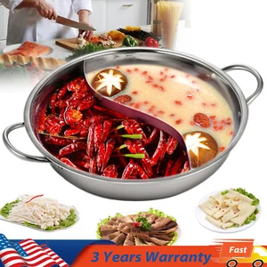 Shabu Pot Hot,Stainless Steel Cookware Soup Induction Nabe Lid Cooking Dual Side - Picture 1 of 12