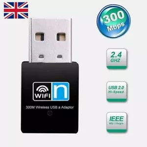 USB Wireless N Wi-fi Adapter Dongle 802.11n 300 MBPS 10x Tested Warranty - Picture 1 of 5