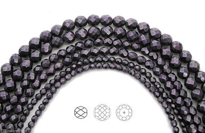 Czech Glass Fire Polished Beads in Purple Carmen Metallic Pearl, Faceted Pearls - Image 1 of 4