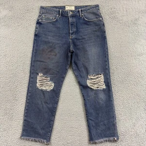 Free People We The Free Jeans Womens 29 Blue Ankle Distressed Raw Hem Denim Boho - Picture 1 of 12