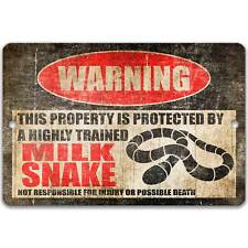 Milk Snake Property Protected Sign, Metal Novelty Pet Reptile Decor, Z-PIS285