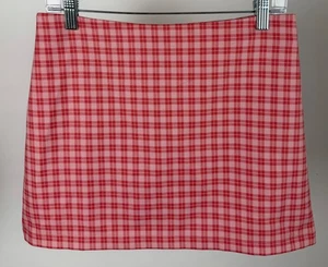 Urban Outfitters Mini Skirt Womens Medium Salmon Pink Plaid A-line 90s Preppy - Picture 1 of 10