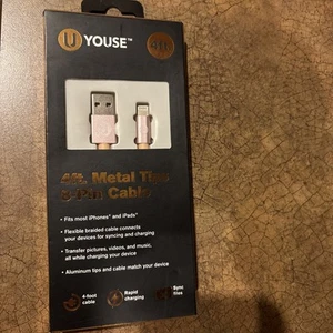 Premium 8 pin 4ft Cable, Rose Gold,for Sync and Charging - Picture 1 of 4