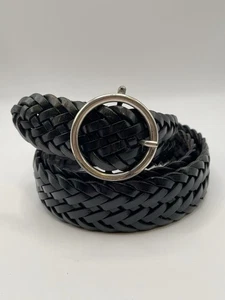 Cintura Faconnable in pelle marina fibbia tonda ottone argento XL/100 Made in Italy - Foto 1 di 5