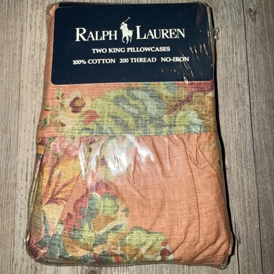 PAR DE FRONHAS KING VINTAGE RALPH LAUREN MAURA ROSA COM BABADOS Novo Estoque Antigo - Imagem 1 de 4