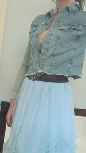 Treasure & Bond Denim Hoodie Jacket – XL – Cropped Distressed Jean Jacket w/... - Picture 1 of 9