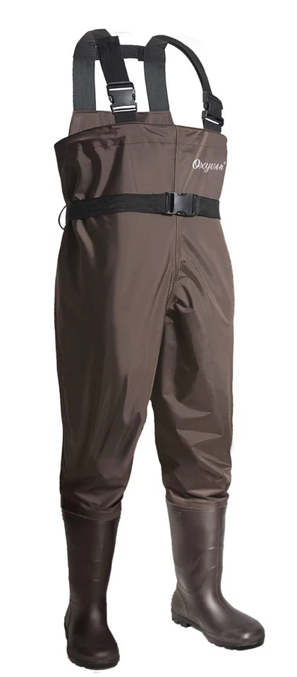 OXYVAN Chest Waders with Boots for Men & Women, Nylon/PVC Lightweight-Size 8 - Image 1 of 4