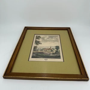 Vintage französisches Dorf Landschaft Druck "Massiliae Privilegio Regio" gerahmt - Bild 1 von 8