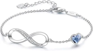 Bracciale Donna Argento Braccialetto, Bracciale Infinito Donna Argento Con Cuore - Foto 1 di 12