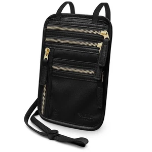 HERO Neck Wallet, RFID Blocking Vegan Leather Passport Holder & Pouch (Black) - Bild 1 von 6