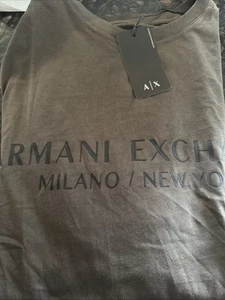 AX Armani Exchange Herren Rundhalsausschnitt Logo T-Shirt Braun Größe Large - Bild 1 von 2