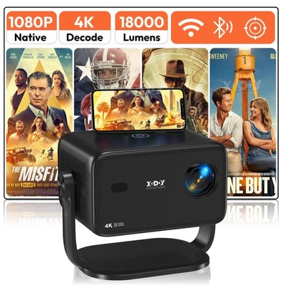 XGODY Smart 4K FHD Projector 18000LMS WiFi Video Home Theater 1080P Bluetooth US - Image 1 of 4