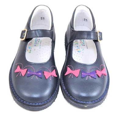 DE OSU - España - Zapatos escolares de vestir de cuero rosa azul marino para niñas - europeos - talla 10-13 Foto 1 de 4