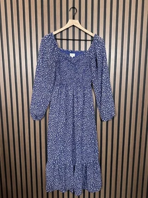 Jessica Simpson Dress Medium Blue Tiered Long Sleeve Blossom Floral Midi / Maxi - Image 1 of 4