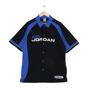 Air Jordan Warm Up Shirt Mens Size M Black Spell Out Basketball Snap Button - Picture 1 of 14