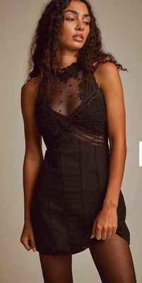 Mini Vestido FREE PEOPLE Valencia Grande Boho Capricho Emo Oscuro Fiesta Romántica Foto 1 de 4