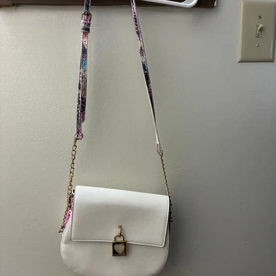 Betsey Johnson Pink Floral Snake Skin Pattern Saddle Bag - Image 1 of 4