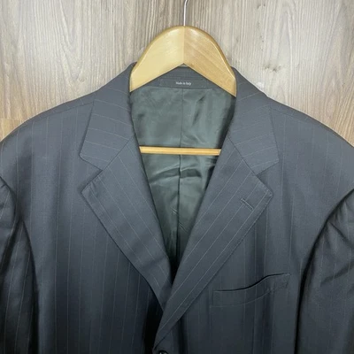Ermenegildo Zegna Sport Coat Mens 48R Black Striped Superfine Wool Italy Made - Image 1 of 4