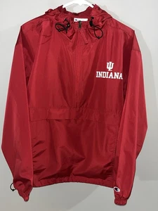 Champion Indiana Hoosiers IU 1/2 Zip Hooded Windbreaker Jacket Mens M EUC - Picture 1 of 9
