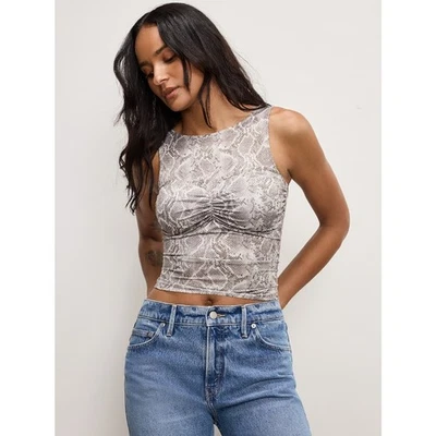 Good American Women Animal Snake Print Slinky Jersey Ruched Tank Top Size XS - Image 1 of 4