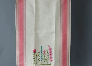 BUSATTI MULTI FLORAL EMBROIDERY Linen/Cotton Blend Tablerunner 22”x58” Italy - Picture 1 of 5