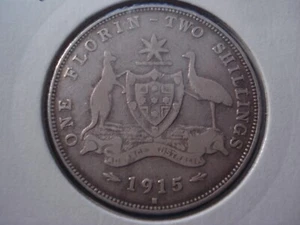 Florín australiano 1915h 4 perlas fecha clave plata esterlina (FH01) - Imagen 1 de 2