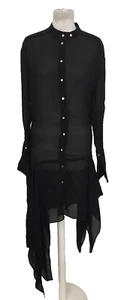 Sass & Bide Women's Dress Size 8 Black Dipped Hem Button Front Used F1 - Picture 1 of 12