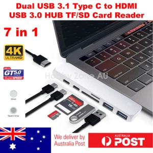 7in1 USB C 3.1 Type-C to 4K HDMI Adapter SD TF Card Reader HUB Combo MacBook Pro - Picture 1 of 7