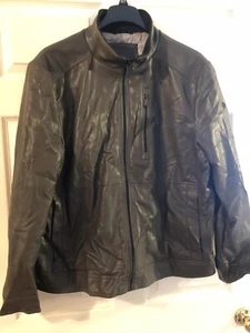 Calvin Klein Men's Moto Jacket Coat Dark Gun Metal Zipper Up Front Size XL - Picture 1 of 11