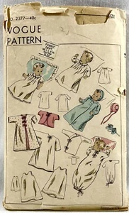 1930s Vogue Sewing Pattern 2377 Infant Wardrobe Size Infant Antique 16829 - Picture 1 of 2
