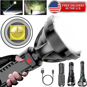 Torce alte lumen ricaricabili LED torcia tattica portatile flash lampada - Foto 1 di 25