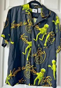 !New Disney Parks Kermit the Frog Button Up Shirt Size Medium M - Picture 1 of 2