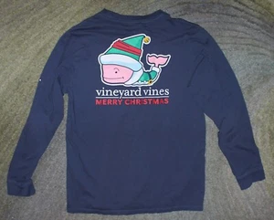 Vineyard Vines Boys Navy Long Sleeve Christmas T-Shirt - Size XL (18) - EUC - Picture 1 of 5