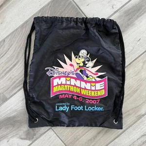 Mochila Disney Minnie Mouse 2007 Maratón Fin de Semana Bolso Cinch con Cordón Nylon - Imagen 1 de 5