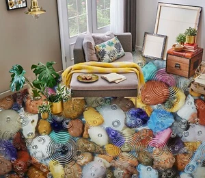 3D Colored Stones 30RAIN37 Floor WallPaper Murals Wall Print Decal AJ Honey - Picture 1 of 6