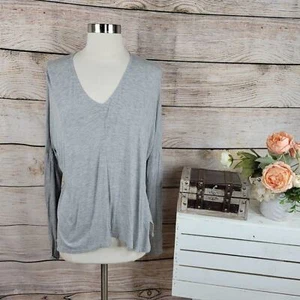 Vince Drop Shoulder V-Ausschnitt Top Tshirt grau Large - Bild 1 von 7