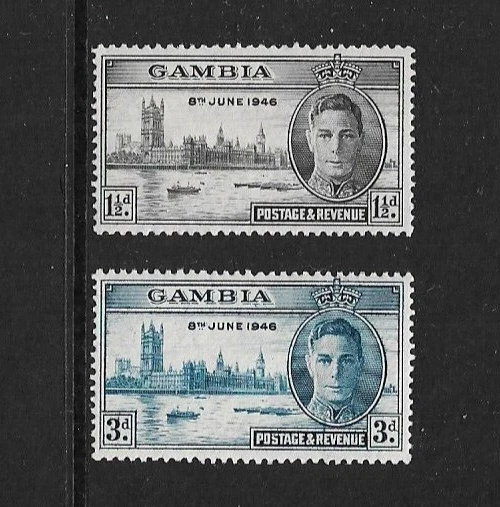 1946 GAMBIA Victory Set MNH (SG 162-163) - image 1 of 1