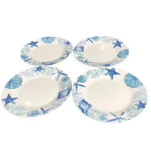 Royal Norfolk Muschel Sand Dollar Speiseteller Keramik 10 1/2 Zoll weiß blau - Bild 1 von 6