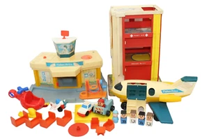 Vintage 1973 Playskool Rescue Center Gas Station Airplane People Furniture Toys - Picture 1 of 21